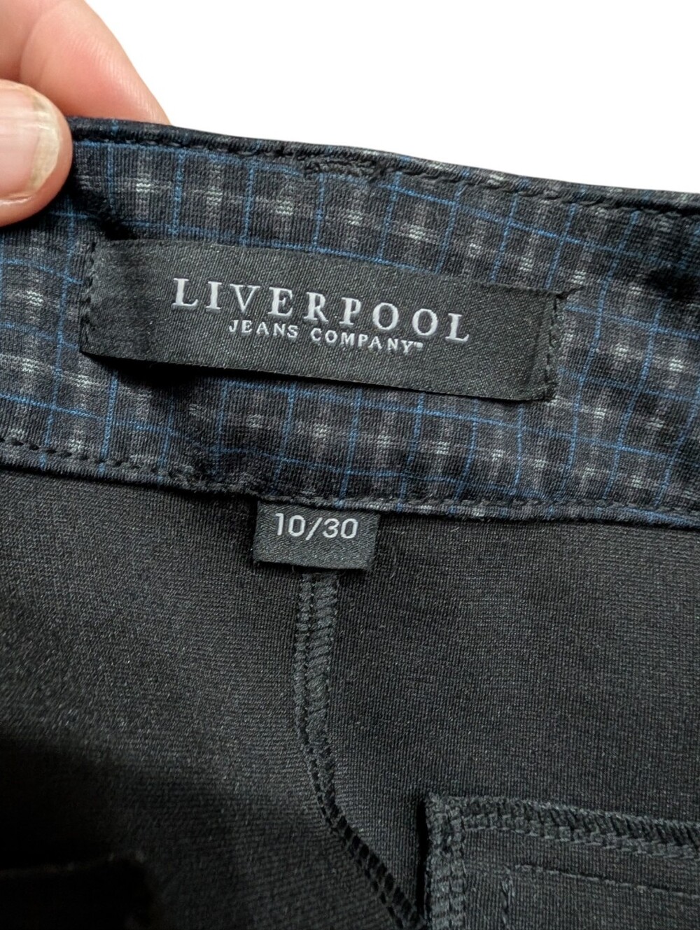 Liverpool Jeans Company Shannon Pencil Skirt NWT Black Blue Windowpane Stretch - Picture 4 of 7